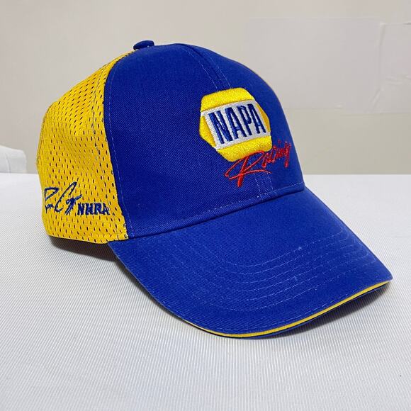 NAPA Racing Hat Mens Adjustable Blue Yellow Mesh Baseball Cap NASCAR Team - Picture 1 of 9